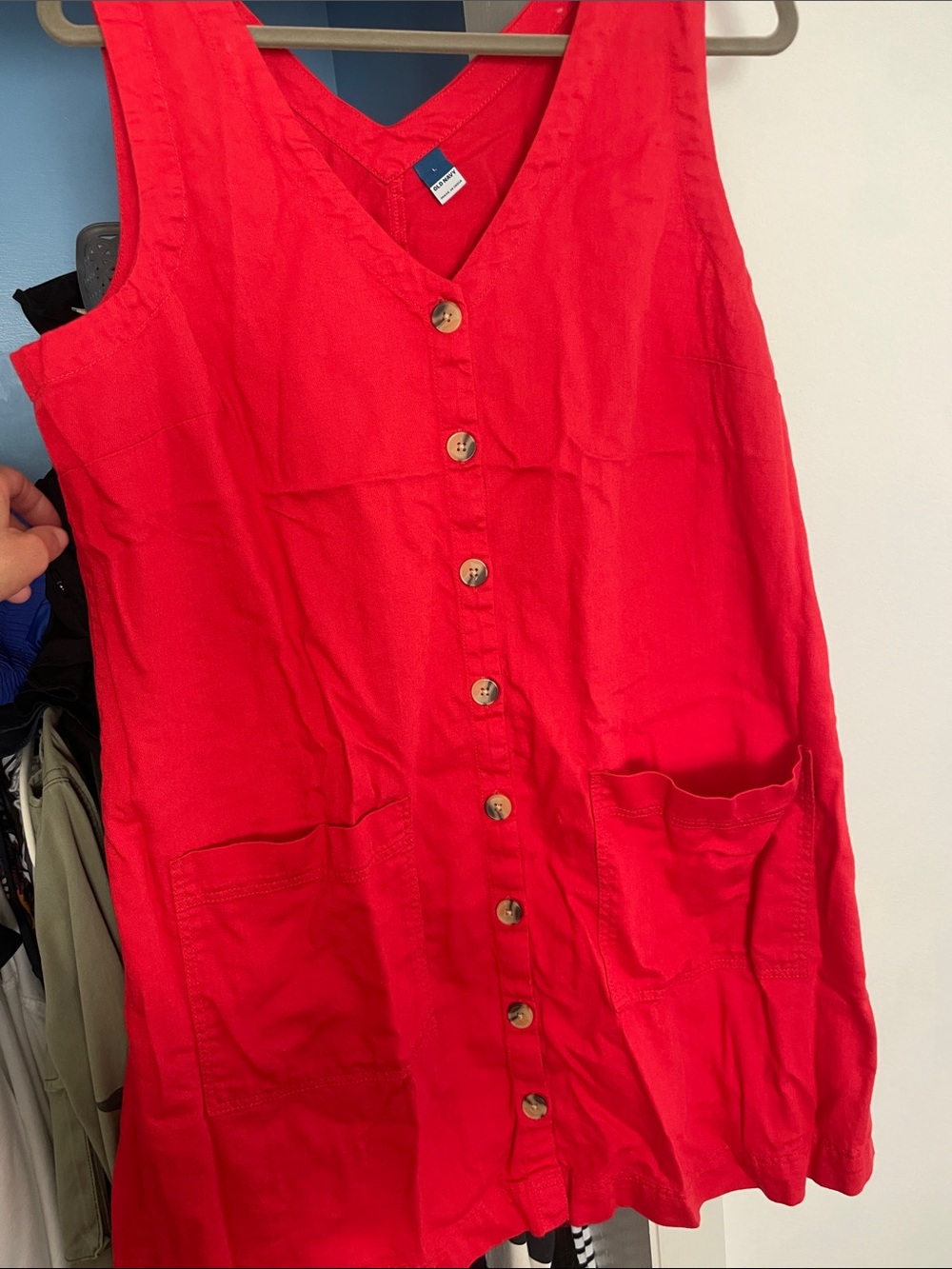 Old navy Button-Front Red Sleeveless Pocket Dress